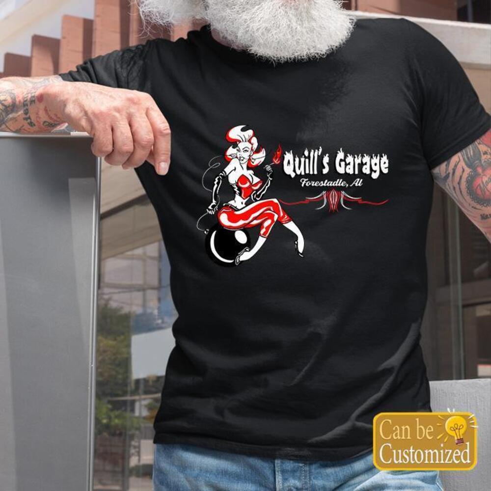 Personalized Pin Up Garage Pinstripe T Shirts